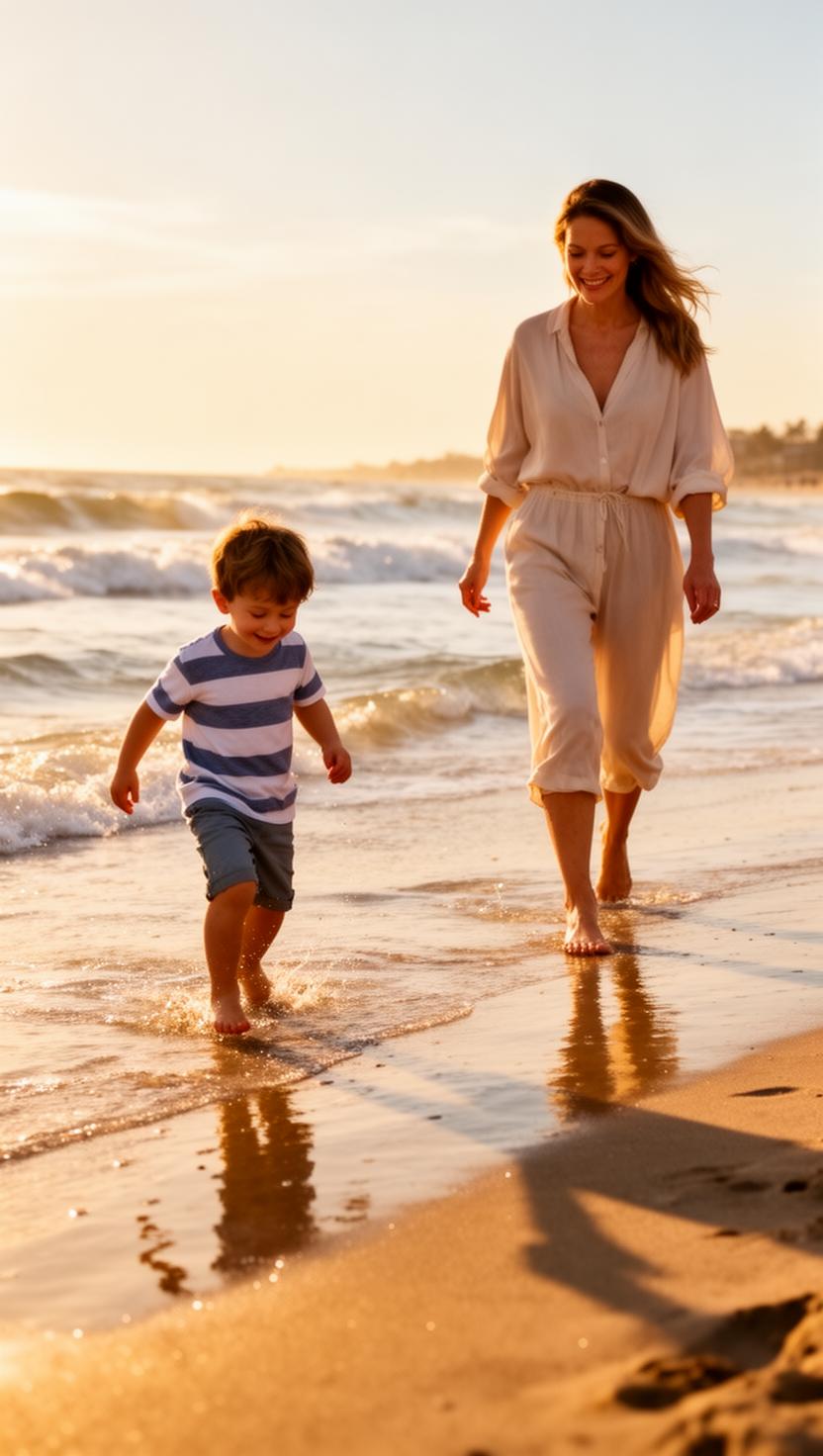 AI family beach wallpaper